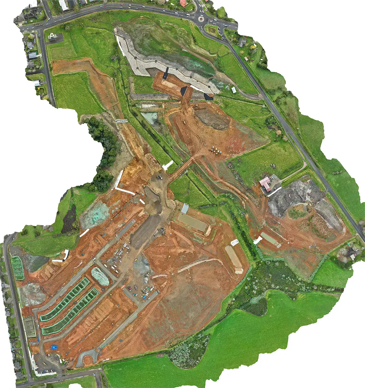 Aerial view of full civil project area